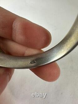 Sea Glass Bracelet Cuff Sterling Silver Foggy Sage Green Earthy Artist Signed