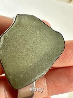 Sea Glass Bracelet Cuff Sterling Silver Foggy Sage Green Earthy Artist Signed