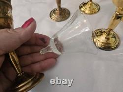 Set 8 Cartier Redlich Sterling Silver Cordial Cups Etched Threaded Glass 5 INCH