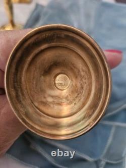 Set 8 Cartier Redlich Sterling Silver Cordial Cups Etched Threaded Glass 5 INCH