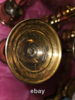 Set 8 Cartier Redlich Sterling Silver Cordial Cups Etched Threaded Glass 5 INCH