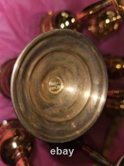 Set 8 Cartier Redlich Sterling Silver Cordial Cups Etched Threaded Glass 5 INCH