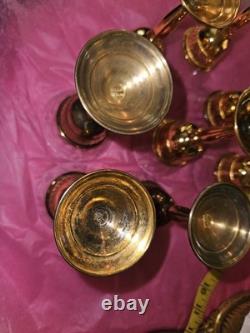 Set 8 Cartier Redlich Sterling Silver Cordial Cups Etched Threaded Glass 5 INCH