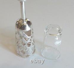 Set/8 Mid-century Mexico Sterling Silver 4 Pierced Cordials, Glass Liners