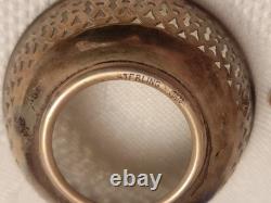 Set Of 2 Webster Sterling Silver Salt Dishes Cobalt Blue Glass 2 silver spoons