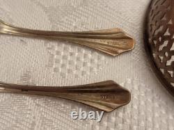 Set Of 2 Webster Sterling Silver Salt Dishes Cobalt Blue Glass 2 silver spoons