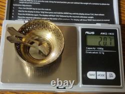 Set Of 2 Webster Sterling Silver Salt Dishes Cobalt Blue Glass 2 silver spoons