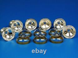 Set Of Six (6) Sterling Silver Base with Tiffin Rambler Rose Glass Inserts