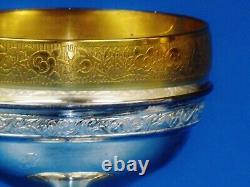 Set Of Six (6) Sterling Silver Base with Tiffin Rambler Rose Glass Inserts