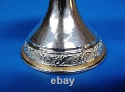 Set Of Six (6) Sterling Silver Base with Tiffin Rambler Rose Glass Inserts