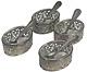 Set Of 4 Antique Ornate Sterling Silver. 925 Spoon & Caviar Glass Dish