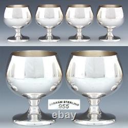 Set of 4 Antique to Vintage Gorham 955 Sterling Silver Aperitif Liqueur Cordials