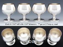 Set of 4 Antique to Vintage Gorham 955 Sterling Silver Aperitif Liqueur Cordials