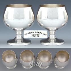 Set of 4 Antique to Vintage Gorham 955 Sterling Silver Aperitif Liqueur Cordials