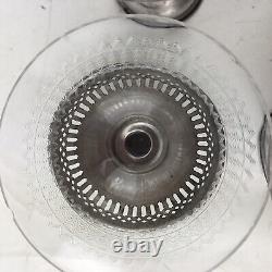 Set of 4 Sterling Silver Etched Elegant Glass Liners Sherbet Dessert Cups