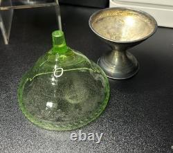 Set of 6 Uranium Glass Sterling Silver Base Sherbet Cups