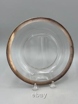 Set of 8 Dorothy Thorpe USA Vintage Glass Sterling Silver Rim MCM Plates 8 1/2'