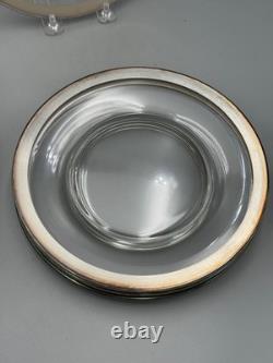 Set of 8 Dorothy Thorpe USA Vintage Glass Sterling Silver Rim MCM Plates 8 1/2'