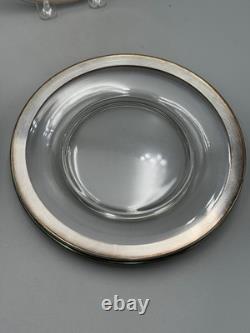Set of 8 Dorothy Thorpe USA Vintage Glass Sterling Silver Rim MCM Plates 8 1/2'