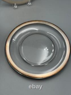 Set of 8 Dorothy Thorpe USA Vintage Glass Sterling Silver Rim MCM Plates 8 1/2'