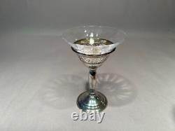Set of 8 Sterling Redlich&Co Glass Cocktail Glass Sterling Silver Holder