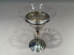 Set of 8 Sterling Redlich&Co Glass Cocktail Glass Sterling Silver Holder