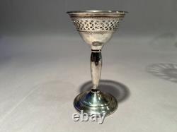 Set of 8 Sterling Redlich&Co Glass Cocktail Glass Sterling Silver Holder