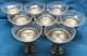 Set Of 8 Sterling Silver & Etched 2-pc Screw-in Glass Ice Cream Cups Unbranded