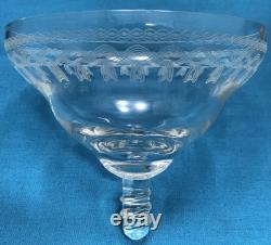 Set of 8 Sterling SILVER & ETCHED 2-PC SCREW-IN GLASS ICE CREAM CUPS Unbranded
