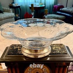Sheffield Sterling Silver Cut Glass Footed Center Bowl