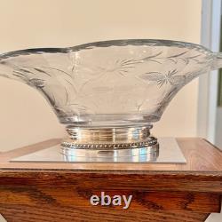 Sheffield Sterling Silver Cut Glass Footed Center Bowl