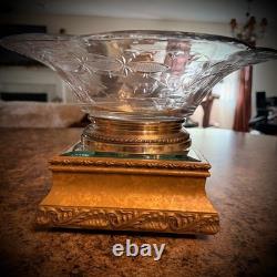 Sheffield Sterling Silver Cut Glass Footed Center Bowl