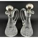 Shreve & Co Sterling Silver Cruet Decanter Set Of 2 Hammered Top, Cut Glass