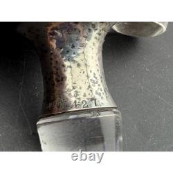 Shreve & Co Sterling Silver Cruet Decanter Set of 2 Hammered Top, Cut Glass