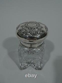 Shreve, Crump & Low Inkwell Antique Inkpot American Sterling Silver & Glass