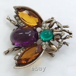 Signed Crown Trifari vintage sterling fly brooch