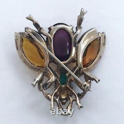 Signed Crown Trifari vintage sterling fly brooch