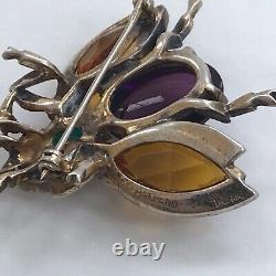 Signed Crown Trifari vintage sterling fly brooch