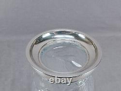 Signed Hawkes Iris Pattern American Brilliant Cut Glass & Sterling Silver Vase