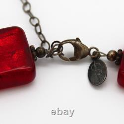 Signed Lucky Clover Murano Glass & Sterling Silver Bead Necklace 76.3g HOLIDAY