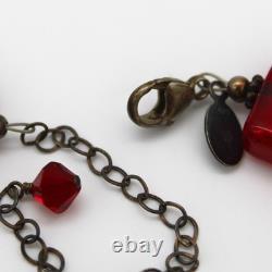 Signed Lucky Clover Murano Glass & Sterling Silver Bead Necklace 76.3g HOLIDAY