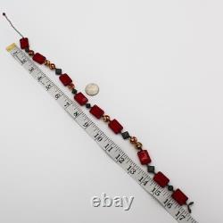 Signed Lucky Clover Murano Glass & Sterling Silver Bead Necklace 76.3g HOLIDAY