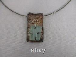 Signed Sr Luli Hamersztein Israel Sterling Silver Roman Glass Pendant Necklace