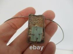 Signed Sr Luli Hamersztein Israel Sterling Silver Roman Glass Pendant Necklace