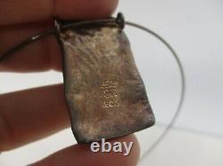 Signed Sr Luli Hamersztein Israel Sterling Silver Roman Glass Pendant Necklace