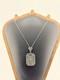 Signed Sterling Silver Diamond & Art Deco Filigree Camphor Glass Necklace