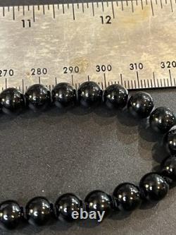 Signed The Loop Sterling Silver Eyeglass Holder Necklace Black Glass Beads