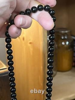 Signed The Loop Sterling Silver Eyeglass Holder Necklace Black Glass Beads