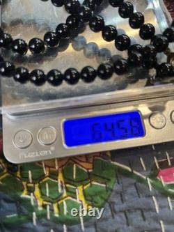 Signed The Loop Sterling Silver Eyeglass Holder Necklace Black Glass Beads