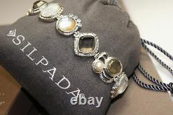 Silpada Exemplar Sterling Silver, Pyrite, Lip Shell, Glass, C. Z. Bracelet B2790